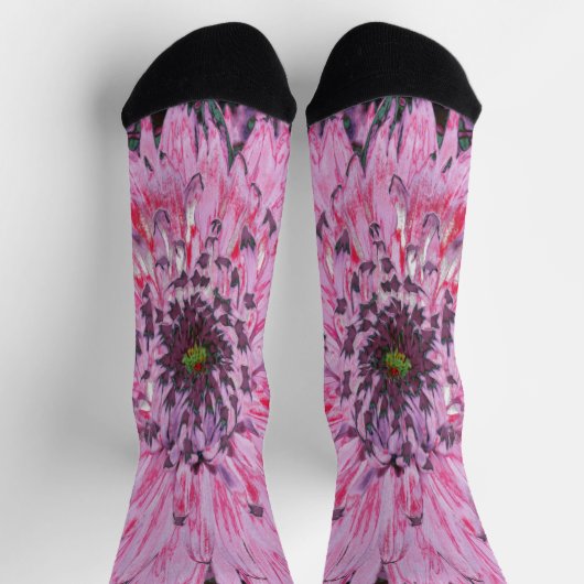 Rote und rosa Dahlienblüte Socken (Oben)