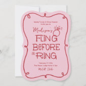 Rote und rosa Doodle-Zeichnung vor dem Ring Einladung (Vorderseite)