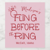 Rote und rosa Doodle-Zeichnung vor dem Ring Weinetikett (Einzelnes Label)