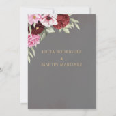 Rote und rosa Floral Nuestra Boda Einladung (Rückseite)