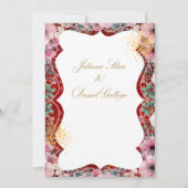 Rote und rosa florale Hochzeitseinladung Save The Date (Rückseite)