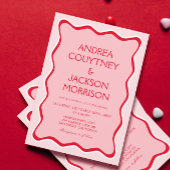 Rote und rosa Funky Eclectic Wedding Einladung