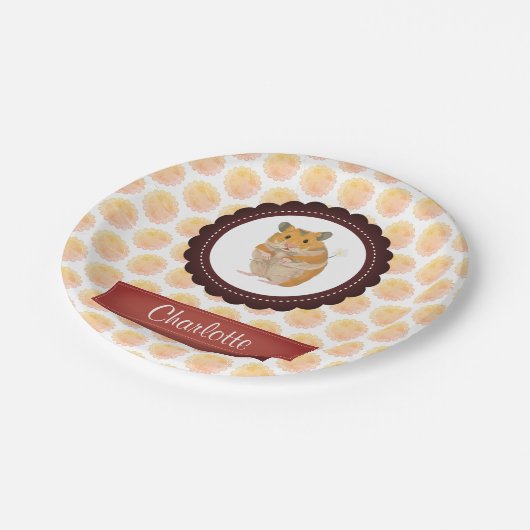 Rote und rosa Girls Hamster Pappteller (Schrägansicht)