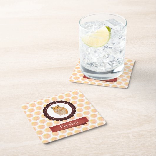 Rote und rosa Girls Hamster Rechteckiger Pappuntersetzer (Vor Ort)