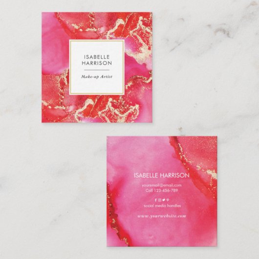 Rote und rosa goldfarbene Visitenkarte (Vorne/Hinten)