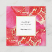 Rote und rosa goldfarbene Visitenkarte (Vorderseite)
