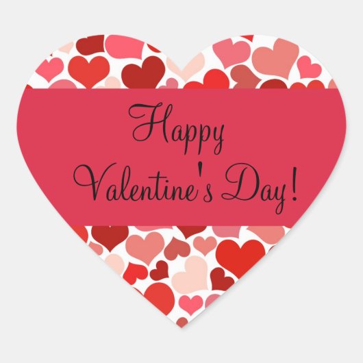 Rote und rosa Herzen auf einem HerzValentinstisch- Herz-Aufkleber (Vorderseite)