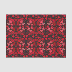 Rote und rosa Herzen auf schwarzen Hintergrund-Val Seidenpapier