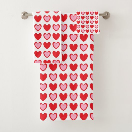 Rote und rosa Herzen Badhandtuch Set (Insitu)