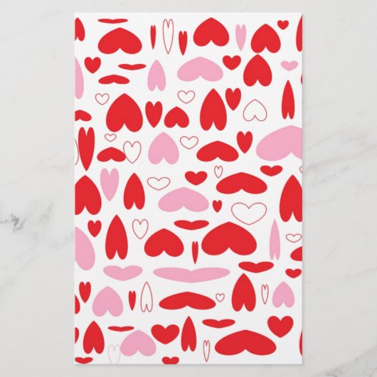 Rote und rosa Herzen Briefpapier (Vorderseite)