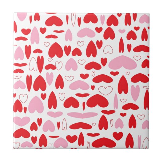Rote und rosa Herzen Fliese (Vorderseite)