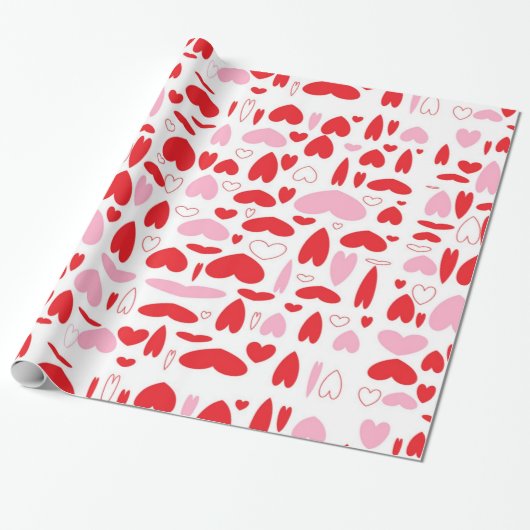 Rote und rosa Herzen Geschenkpapier (Ungerollt)