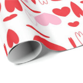 Rote und rosa Herzen Geschenkpapier (Rolleneckpunkt)