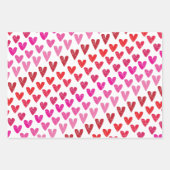 Rote und rosa Herzen Geschenkpapier Set (Vorderseite)