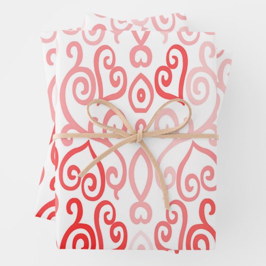 Rote und rosa Herzen Geschenkpapier Set (Beispiel)