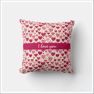 Rote und rosa Herzen Ich liebe Dich Kissen