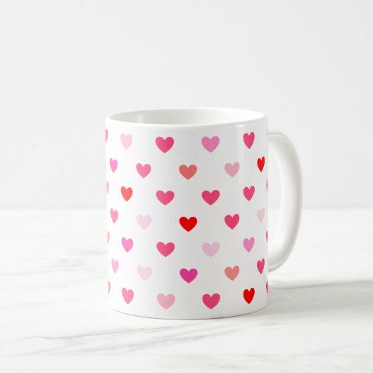 Rote und rosa Herzen Kaffeetasse (VorderseiteRechts)