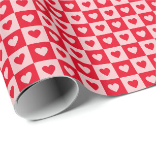 Rote und rosa Herzen Karton Valentinstag Geschenkpapier