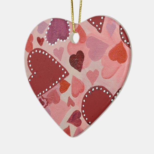 rote und rosa Herzen Keramik Ornament (Links)