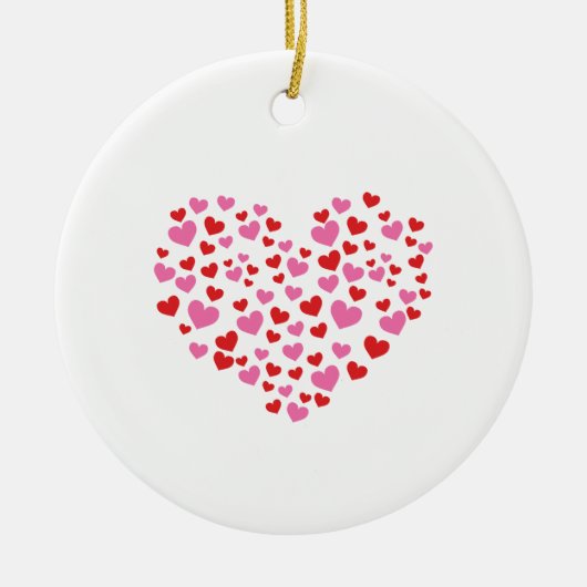 Rote und rosa Herzen Keramik Ornament (Vorne)