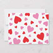 Rote und rosa Herzen Niedliche Girly Valentine Not Mitteilungskarte (Rückseite)