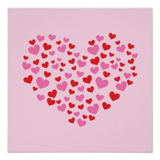 Rote und rosa Herzen Poster (Vorderseite)