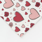 Rote und rosa Herzen und Rosen Doodle-Kunst Fleecedecke (Ecke)