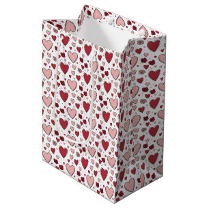 Rote und rosa Herzen und Rosen Doodle Wein, Klein, Mittlere Geschenktüte