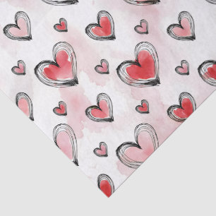 Rote und rosa Herzen Valentinstag Seidenpapier