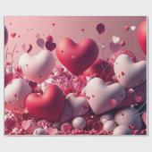 Rote und rosa Herzförmige Balloons Geschenkpapier (Flach)