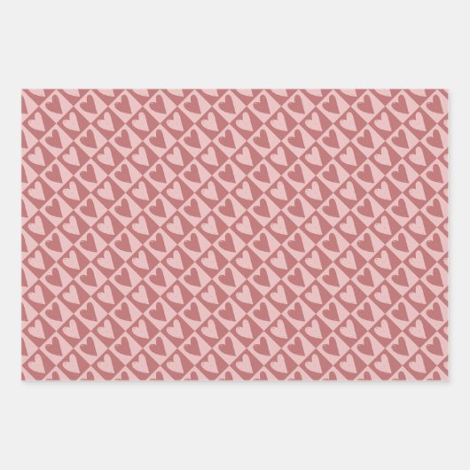 Rote und rosa Herzmuster Geschenkpapier Set (Vorderseite 3)