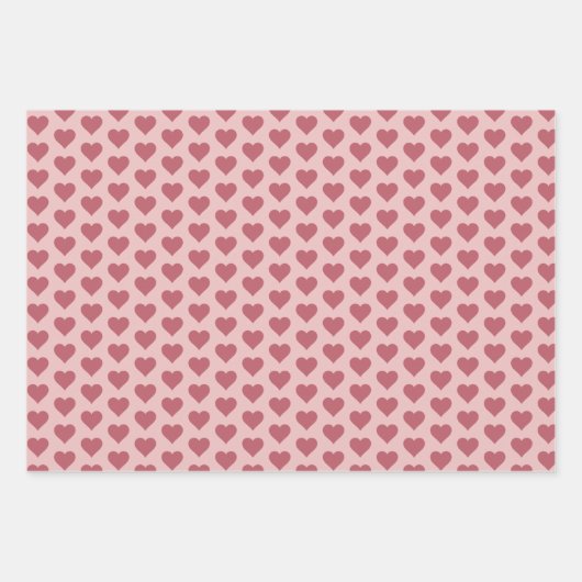 Rote und rosa Herzmuster Geschenkpapier Set (Vorderseite 2)