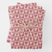 Rote und rosa Herzmuster Geschenkpapier Set (Beispiel)