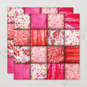 Rote und rosa Imitate Muster - Muster Einladung (Vorne/Hinten)