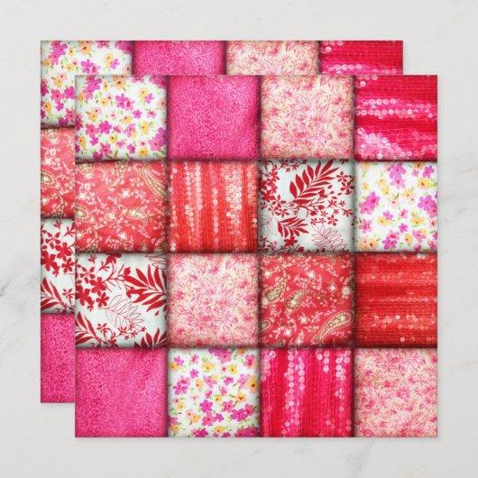 Rote und rosa Imitate Muster - Muster Einladung (Vorne/Hinten)