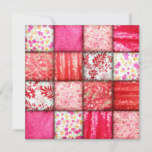 Rote und rosa Imitate Muster - Muster Einladung (Vorderseite)