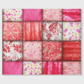 Rote und rosa Imitate Patchwork Quiltieren Geschenkpapier (Flach)