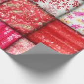 Rote und rosa Imitate Patchwork Quiltieren Geschenkpapier (Ecke)