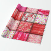 Rote und rosa Imitate Patchwork Quiltieren Geschenkpapier (Ungerollt)