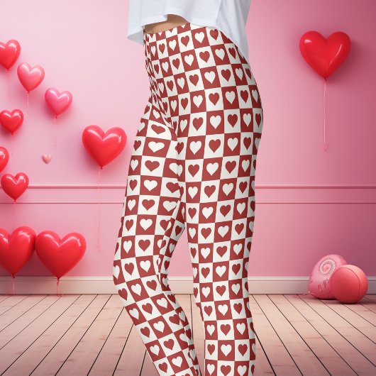 Rote und rosa Karton Herzvalentiner Leggings