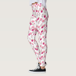 Rote und rosa Kirschblüte Muster Leggings