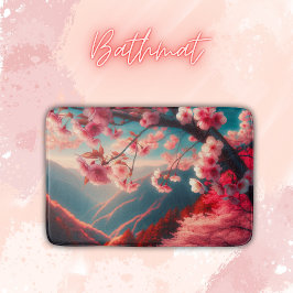 Rote und rosa Kirschblüten | Badematte