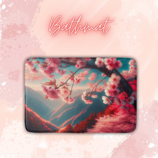 Rote und rosa Kirschblüten | Badematte