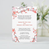 Rote und rosa Kirschblüten Orientalische Hochzeit Einladung (Stehend Vorderseite)