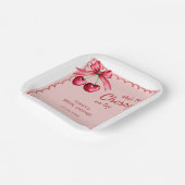 Rote und rosa Kirsche auf dem Brautparty der obere Pappteller (Gewinkelt)