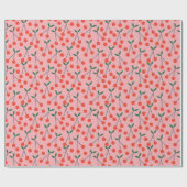 Rote und rosa Kirschen Valentinstag Geschenkpapier (Flach)