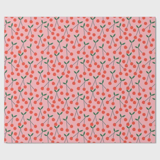 Rote und rosa Kirschen Valentinstag Geschenkpapier (Flach)