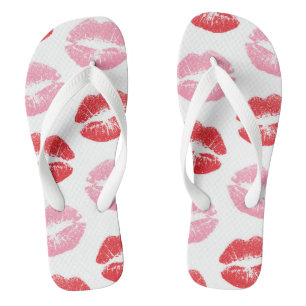 Rote und rosa Lippen, Lippenmuster, Lippenstift, K Badesandalen