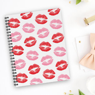 Rote und rosa Lippen, Muster von Lippen, Lippensti Notizblock