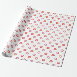 Rote und rosa Lippenstift Küsse Geschenkpapier